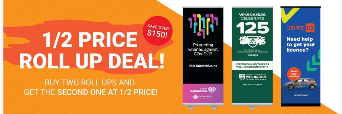 Roll-Up Banners. 1/2 Price Deal!